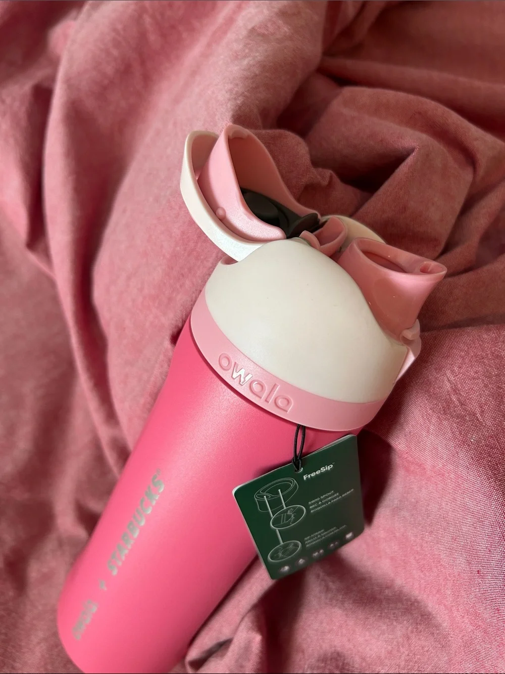 Starbucks Pink Stainless Bottle with White Logo Accent